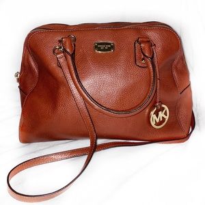 Michael Kors Leather Large Satchel Handbag Crossbody Shoulder Bag Brown